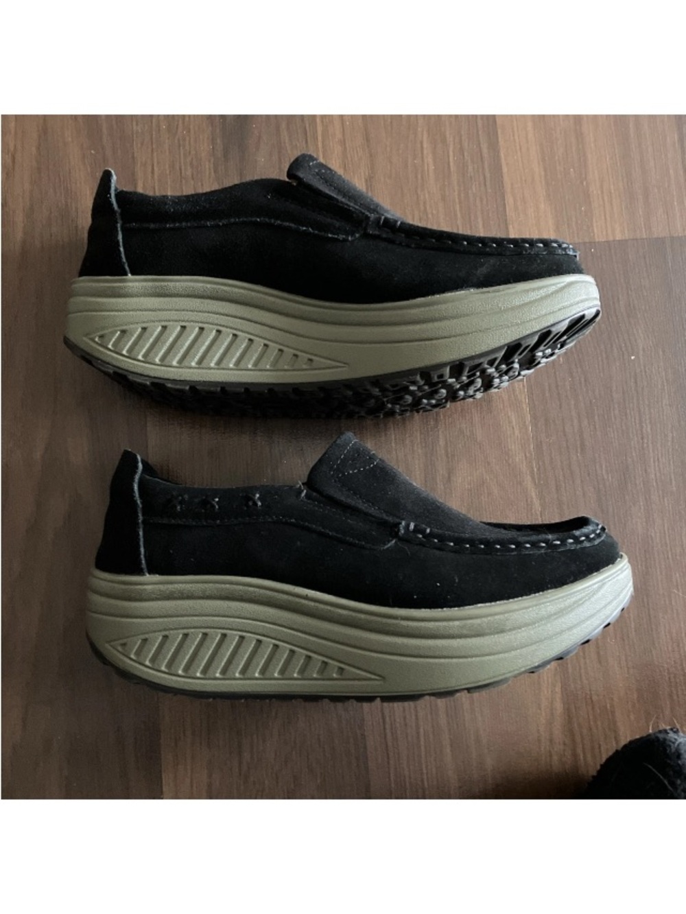 Women Size 7 Suede Leather Slip-on Comfort Wedge Loafers Platform Moccasin Shoes - Picture 11 of 14